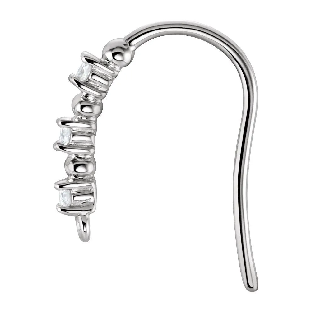 14k White Gold .04 CTW Diamond Accented French Ear Wire with Ring