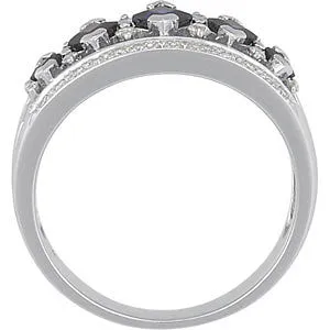 14k White Gold 1/4 CTW Blue Sapphire & Diamond Anniversary Band, Size 7