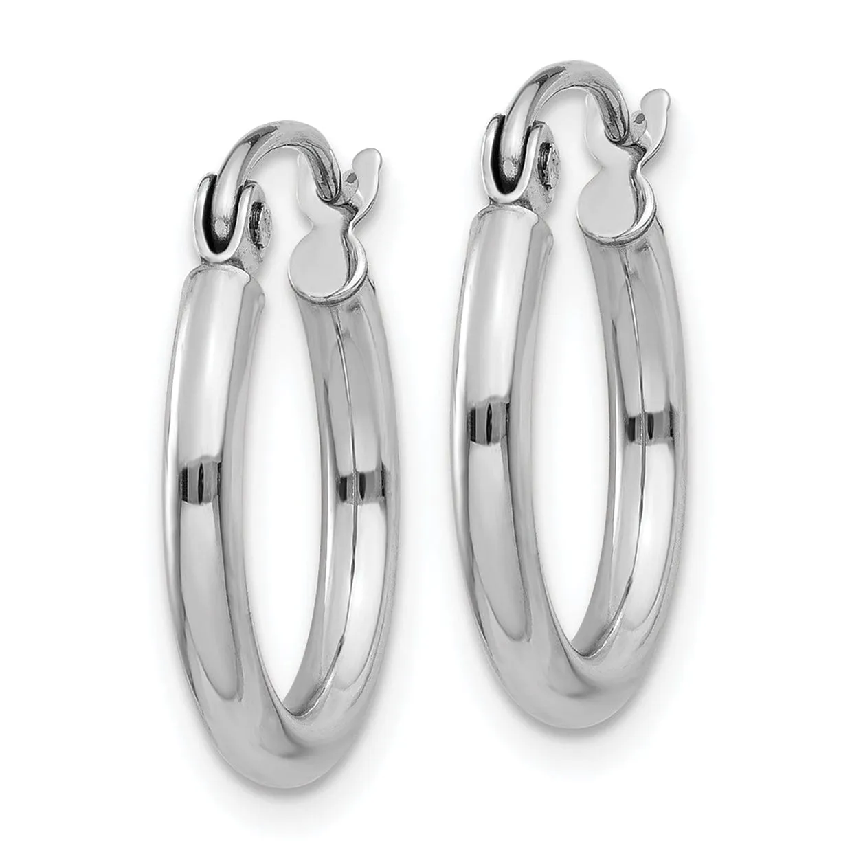14k White Gold 2MM Round Hoop Earrings