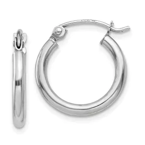 14k White Gold 2MM Round Hoop Earrings