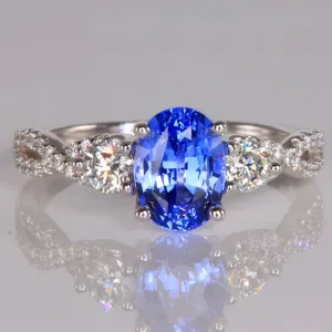 14K White Gold and Sapphire Diamond Ring 2.25 Carats