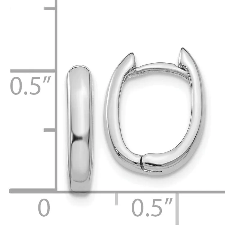 14k White Gold Oval Hinged Hoop Earrings