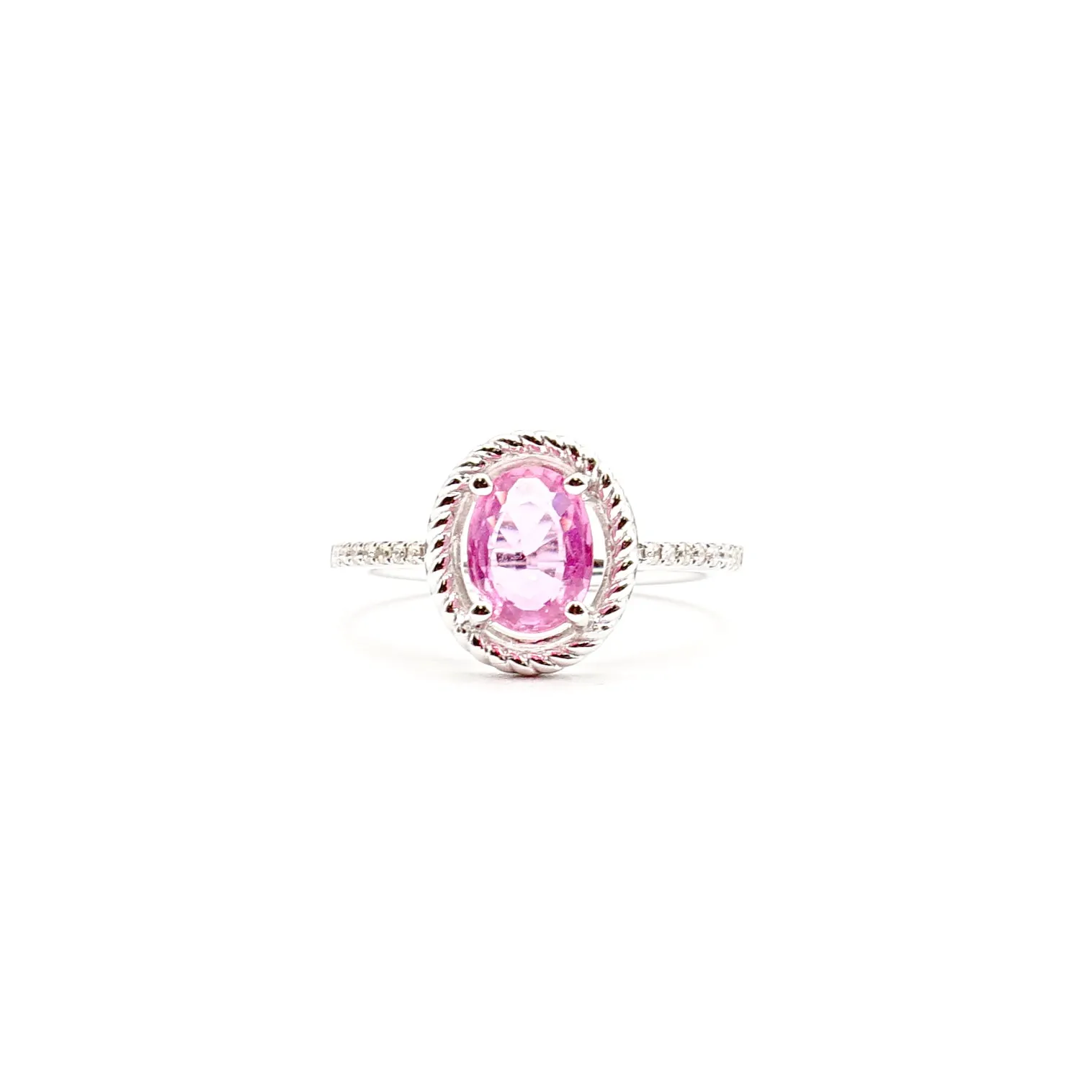 14K White Gold Pink Sappphire and Diamond Ring