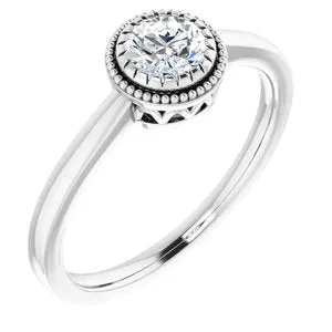 14K White Sapphire "April" Birthstone Ring