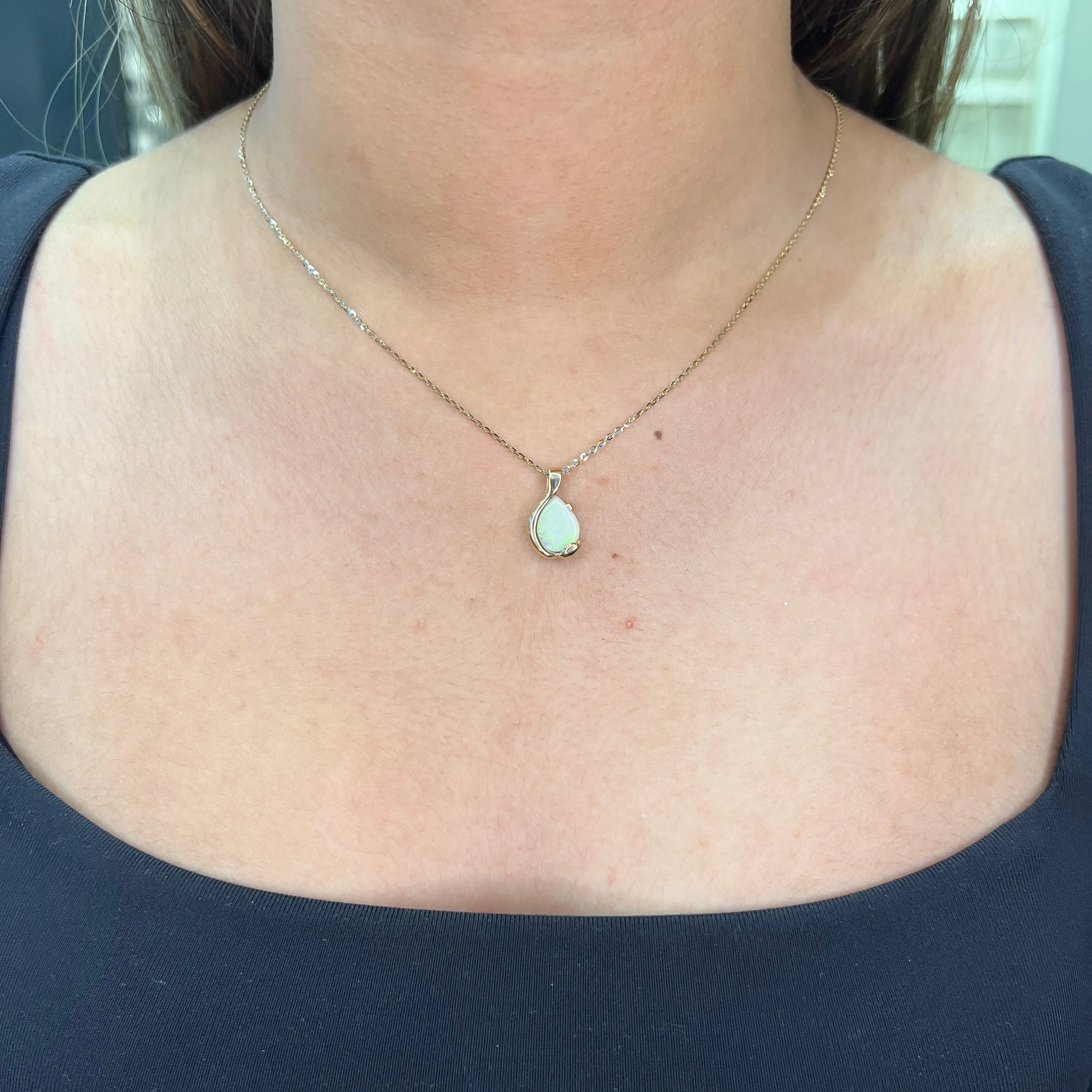 14K Yellow and White Gold Opal Pendant
