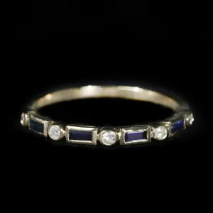 14K Yellow Gold 0.22 CTW Sapphire and Diamond Band