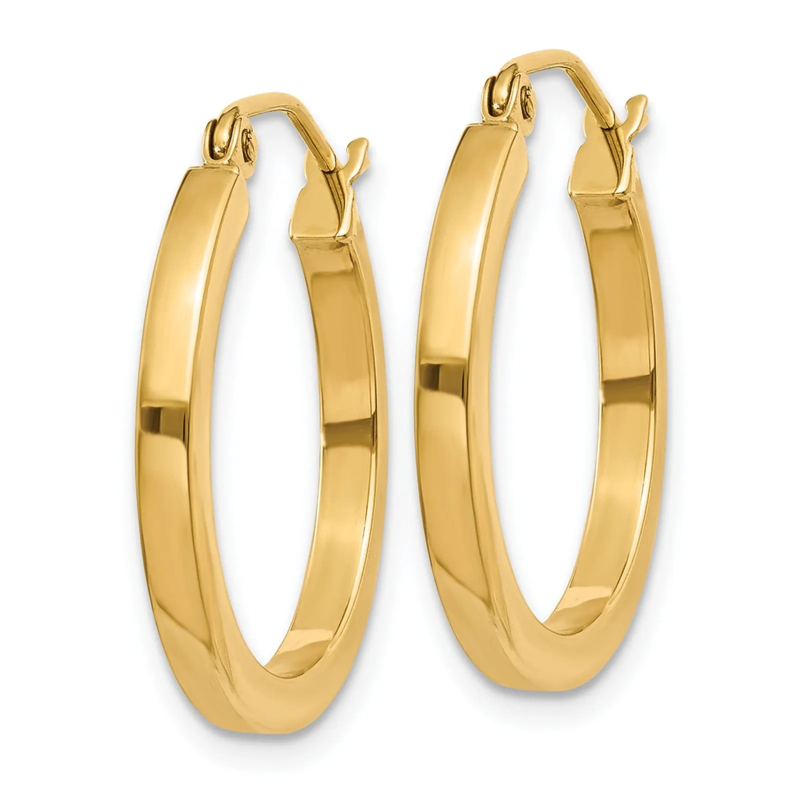14k Yellow Gold 2MM Square Tube Hoop Earrings