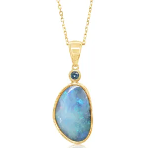 14K Yellow Gold Australian Boulder Opal/Montana Sapphire Pendant