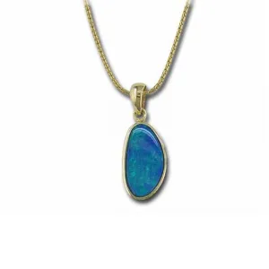 14K Yellow Gold Australian Opal Doublet Pendant