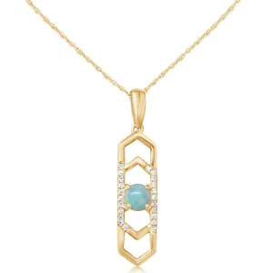 14K Yellow Gold Australian Opal/Diamond Pendant