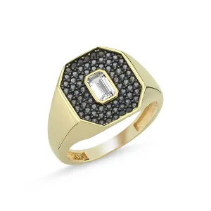 14K YELLOW GOLD BLUE SAPPHIRE BAGUETTE RING