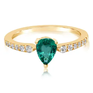 14K Yellow Gold Emerald/Diamond Ring
