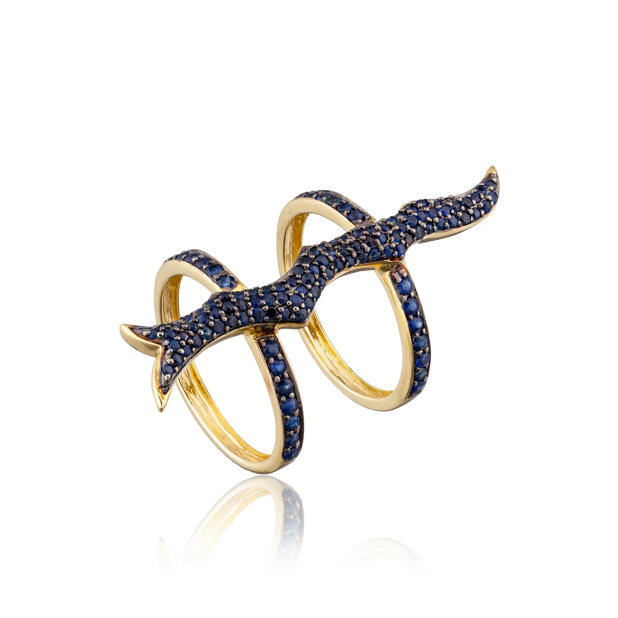 14K Yellow Gold Ring with Blue Sapphire