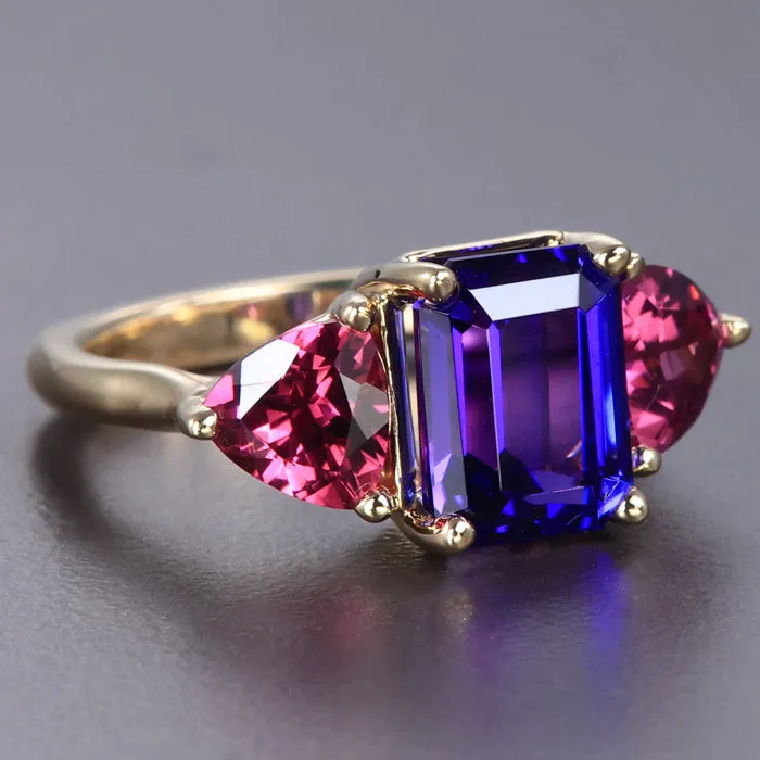 14K Yellow gold Tanzanite and Garnet Ring 4.07 Carats*