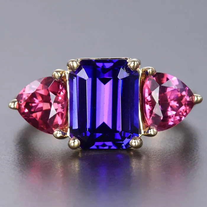 14K Yellow gold Tanzanite and Garnet Ring 4.07 Carats*