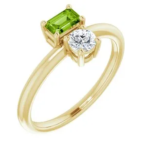 14K Yellow Peridot & White Sapphire Ring