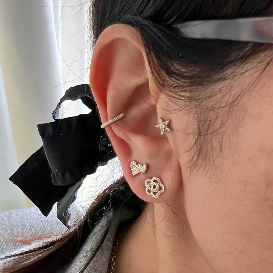 14KT Gold Diamond Evie Cuff Earrings