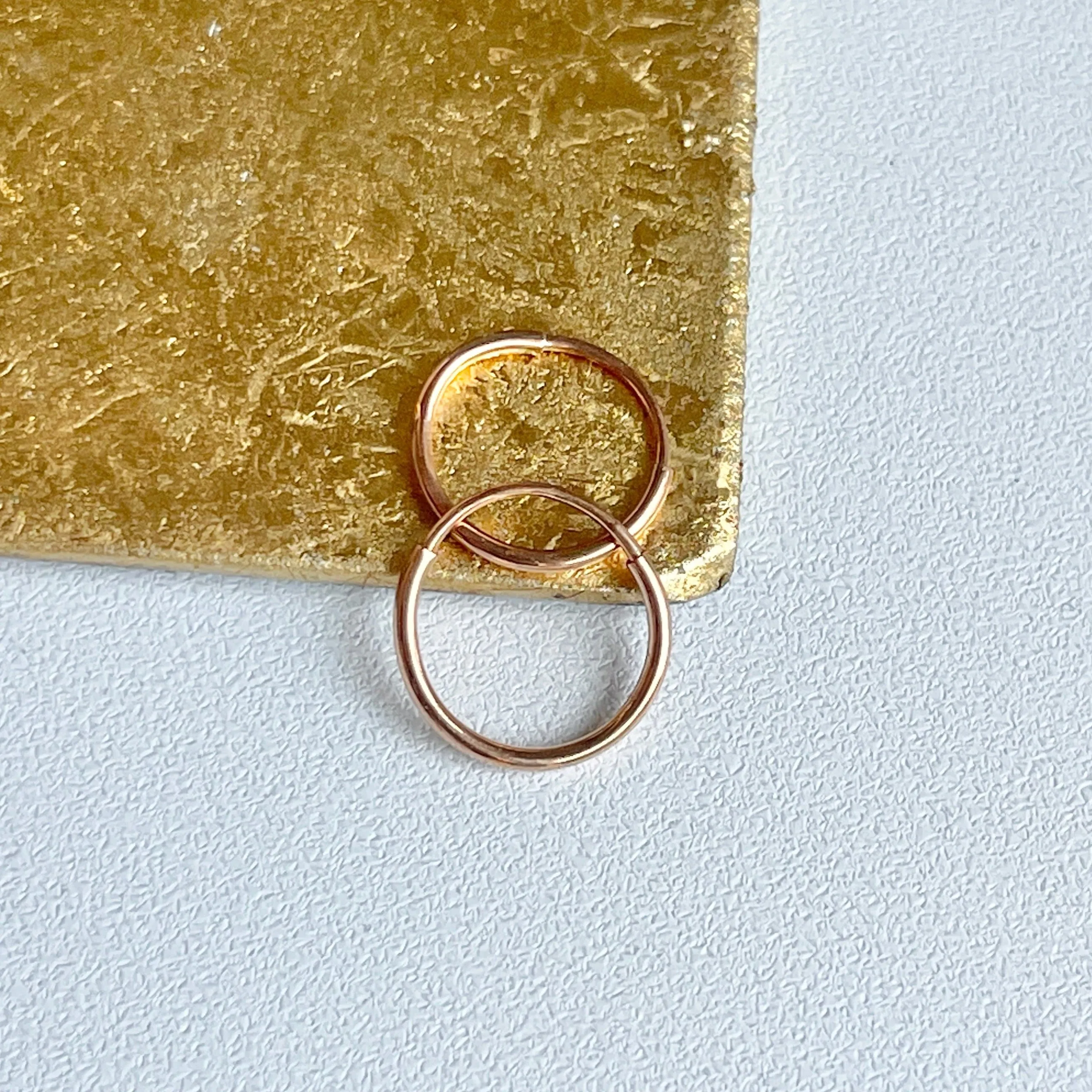 14KT Rose Gold 1.25mm Endless Hoop Earrings 14mm