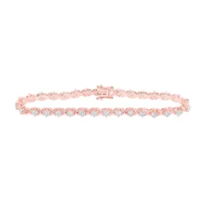 14kt Rose Gold Womens Round Diamond Tennis Bracelet 2-5/8 Cttw