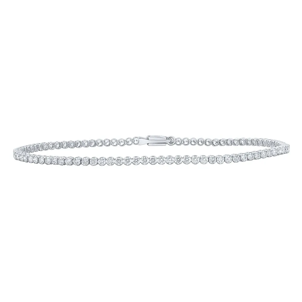 14kt White Gold Womens Round Diamond Tennis Bracelet 2-1/5 Cttw