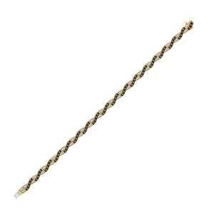 14kt Yellow Gold Womens Round Brown Diamond Tennis Bracelet 7/8 Cttw