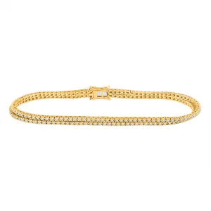 14kt Yellow Gold Womens Round Diamond 2-Row Tennis Bracelet 1 Cttw