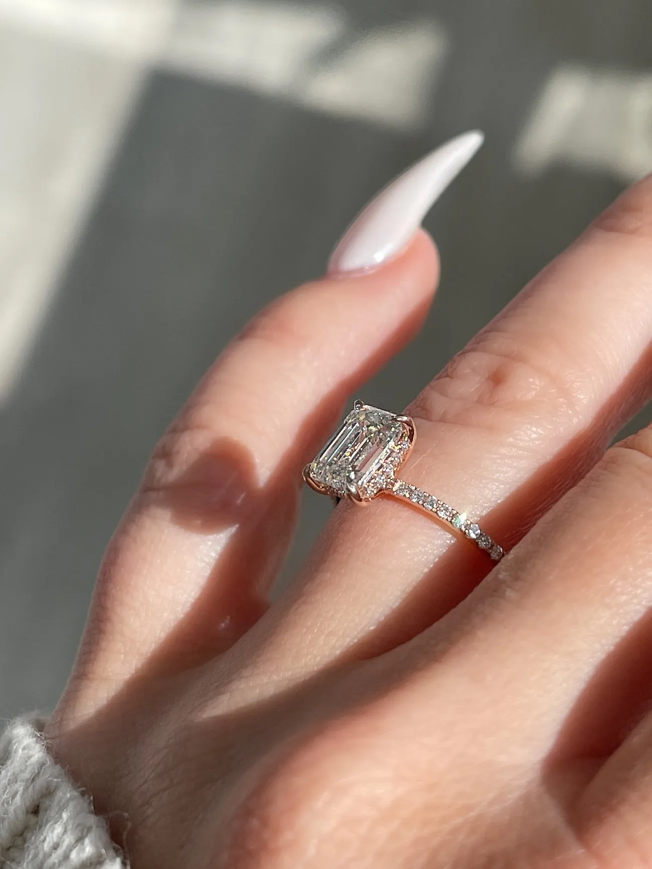 1.50 Carat Emerald Natural Diamond Engagement Ring with Hidden Halo