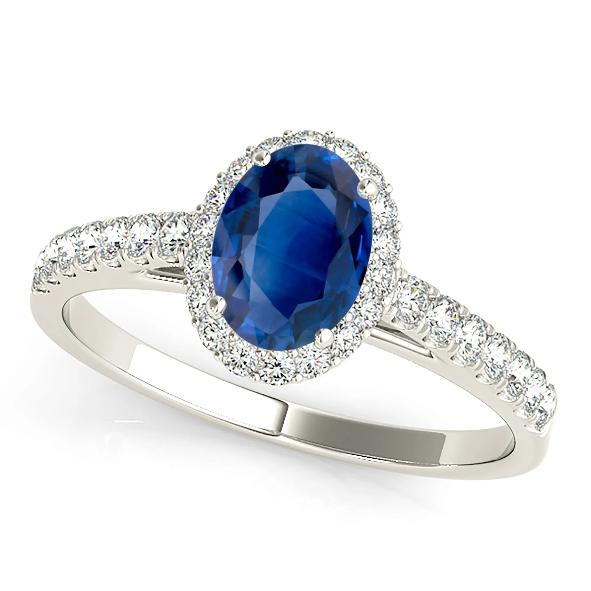1.50 ct. Genuine Blue Oval Sapphire Ring wtih Halo Style