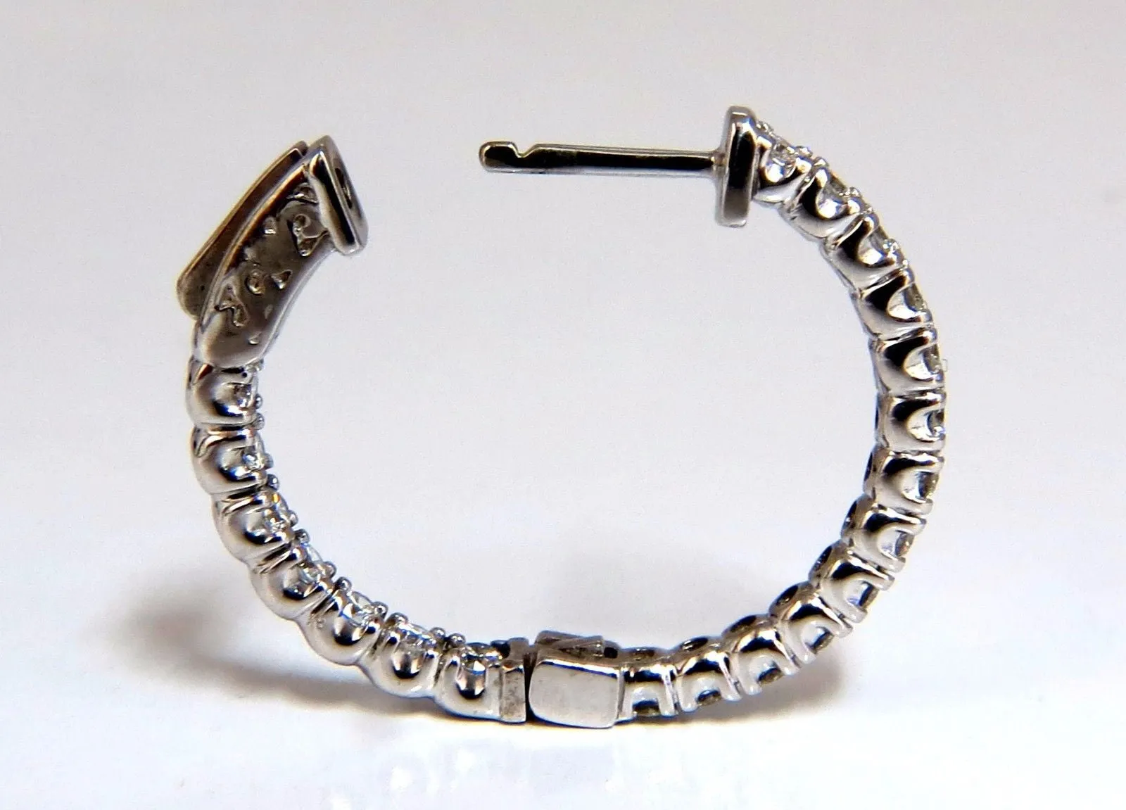 1.55ct natural round brilliant in/out diamond hoop earrings 14kt g/vs 1 inch