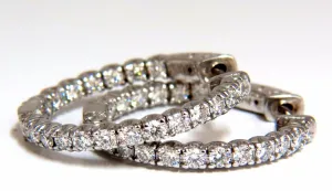 1.55ct natural round brilliant in/out diamond hoop earrings 14kt g/vs 1 inch