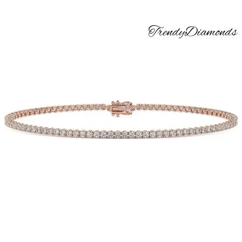 1.80ctw Round Brilliant Diamond Eternity Tennis Bracelet set in 14k Rose Gold