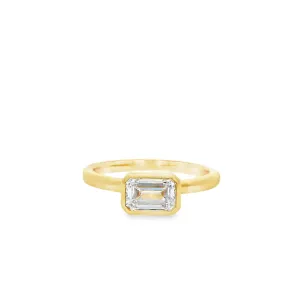 18ct Yellow Gold 1.02ct Emerald Cut Lab Grown Diamond Solitaire Ring