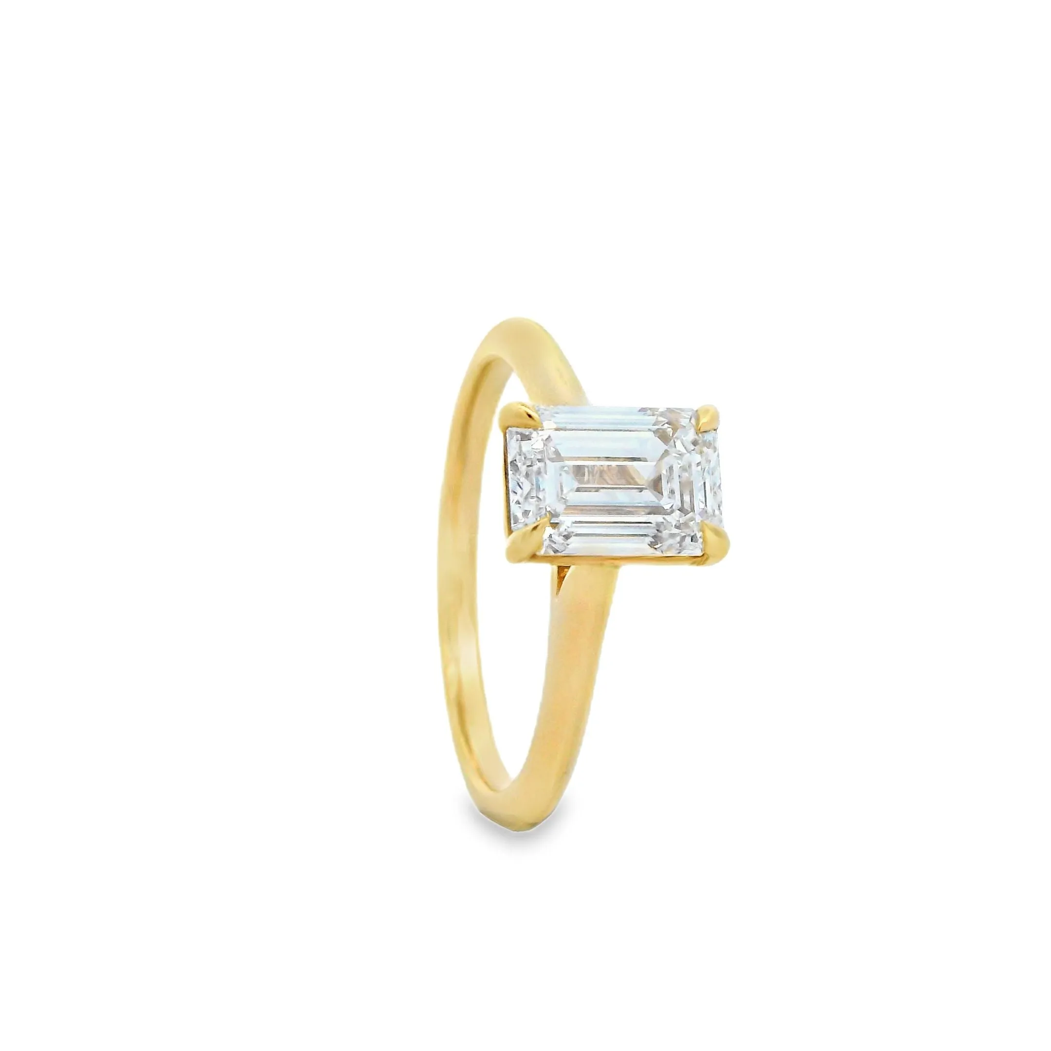 18ct Yellow Gold 1.50ct Emerald Cut Lab Grown Diamond Solitaire Ring