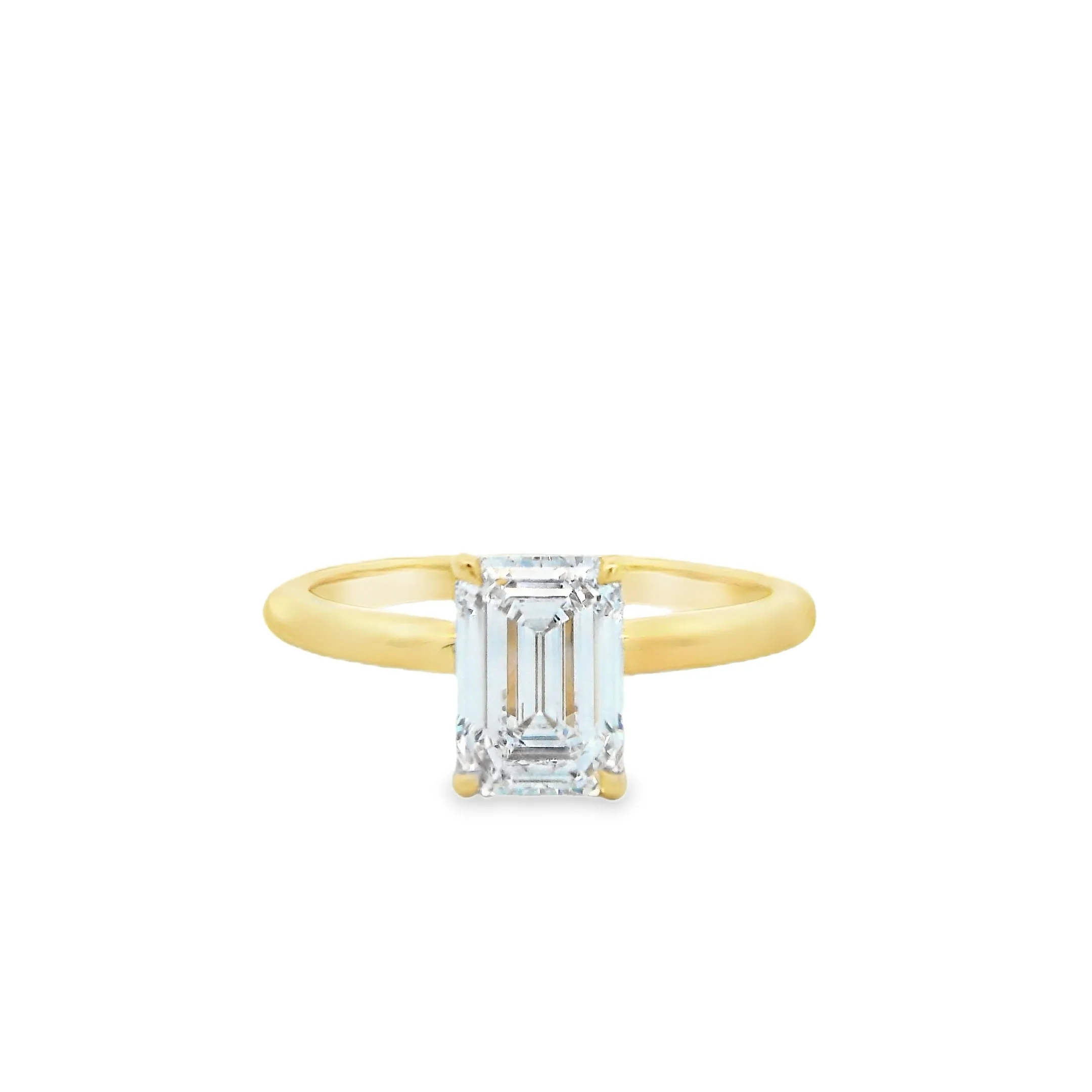 18ct Yellow Gold 1.51ct Emerald Cut Lab Grown Diamond Solitaire Ring