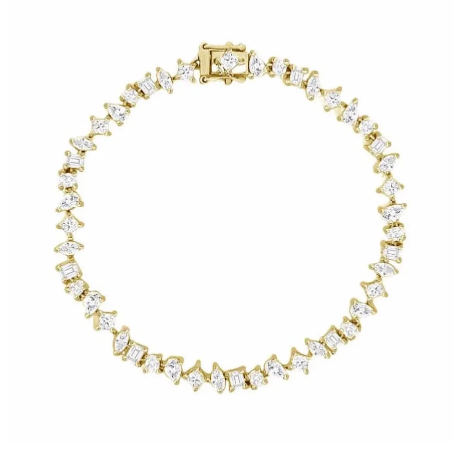 18K Diamond Mixed Shapes Tennis Bracelet