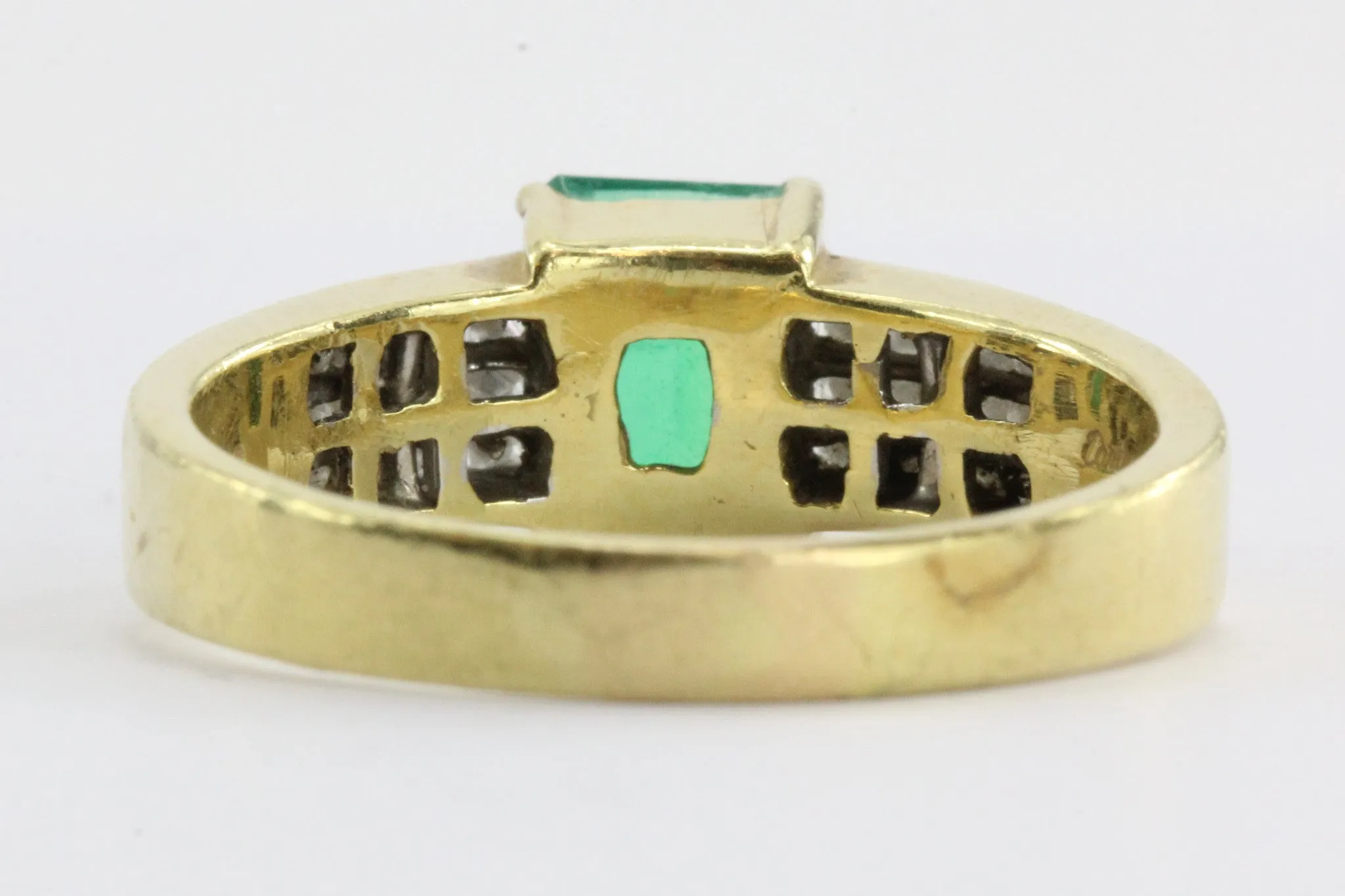 18k Gold 1.5 Carat Emerald & Pave Set Diamond Ring