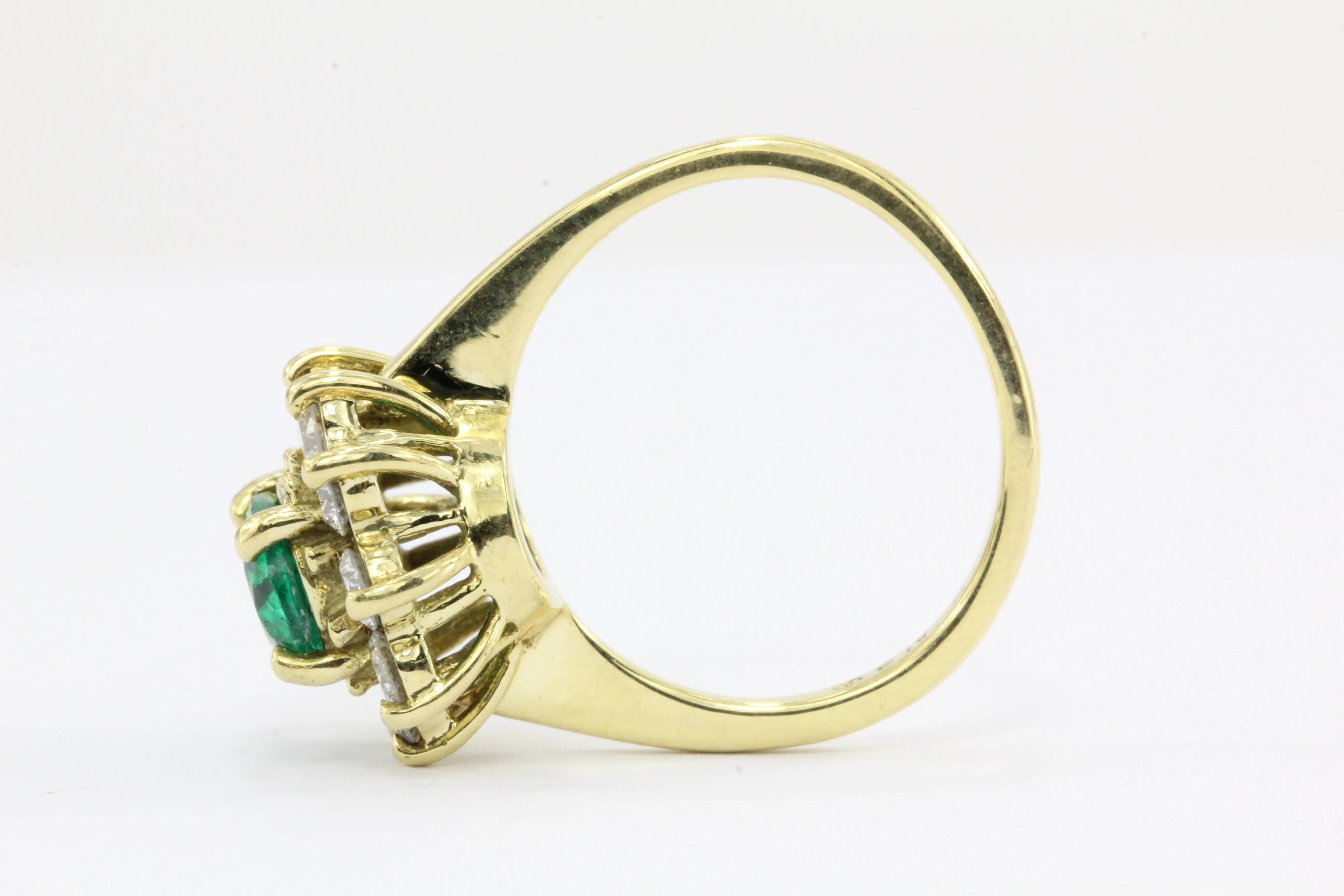 18K Gold 1ctw Emerald Diamond Halo Ring