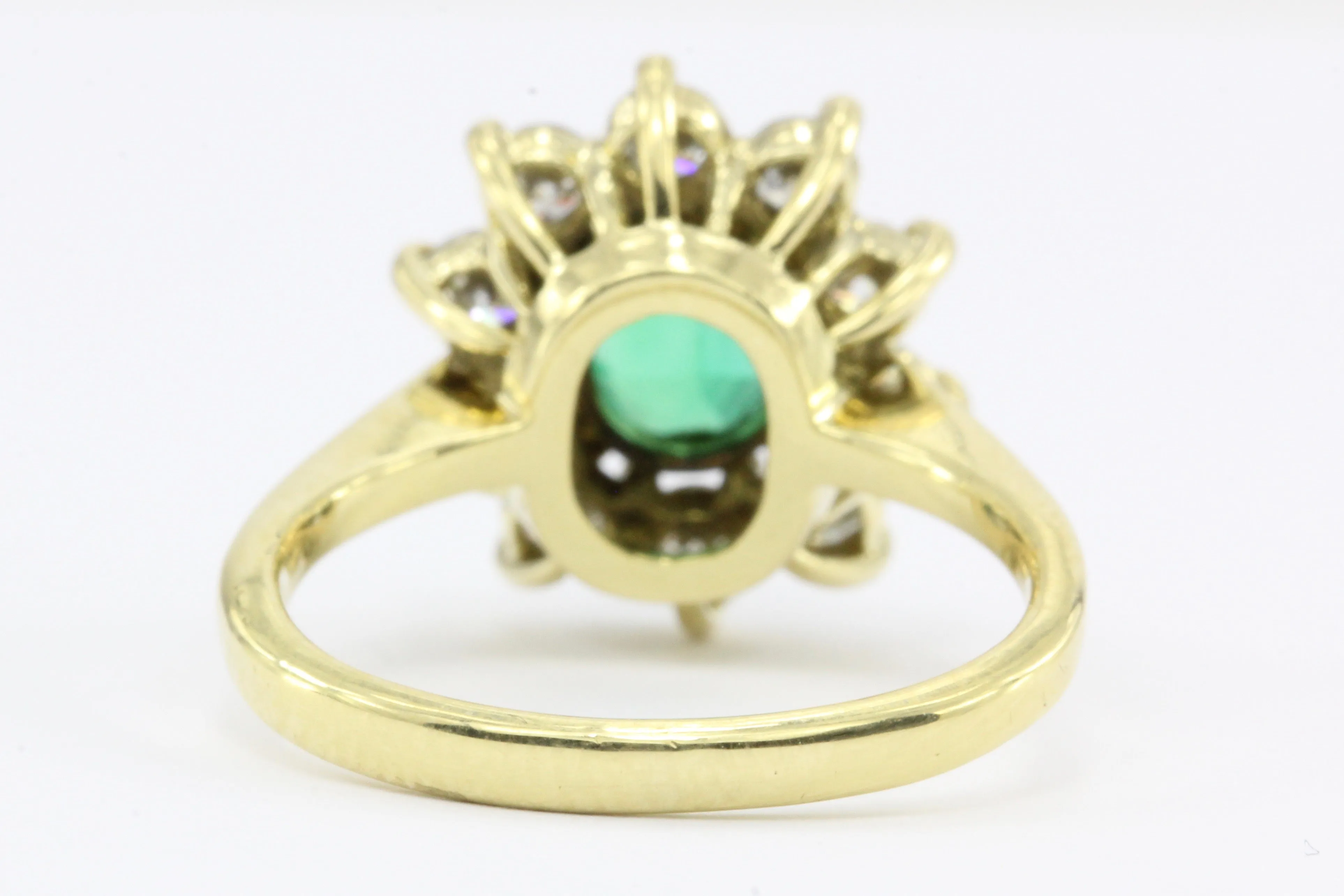 18K Gold 1ctw Emerald Diamond Halo Ring