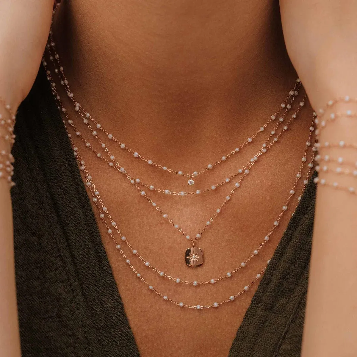 18K Gold & Opal Resin "Classic Supreme" Necklace with Diamond
