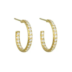 18K Gold and Pave Diamond Large Hoop Earrings