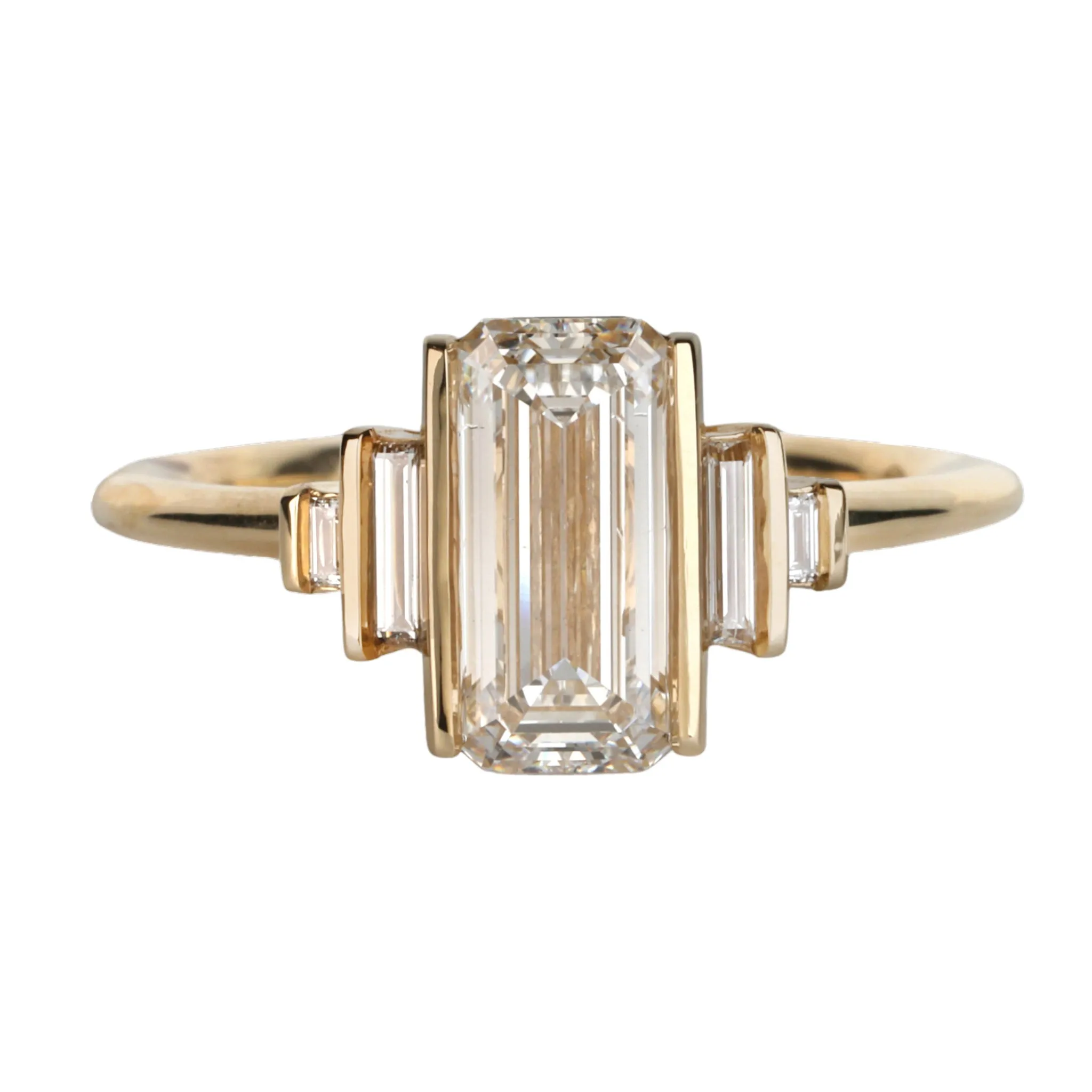 18K Gold Emerald-Cut Geometric Ring Mount