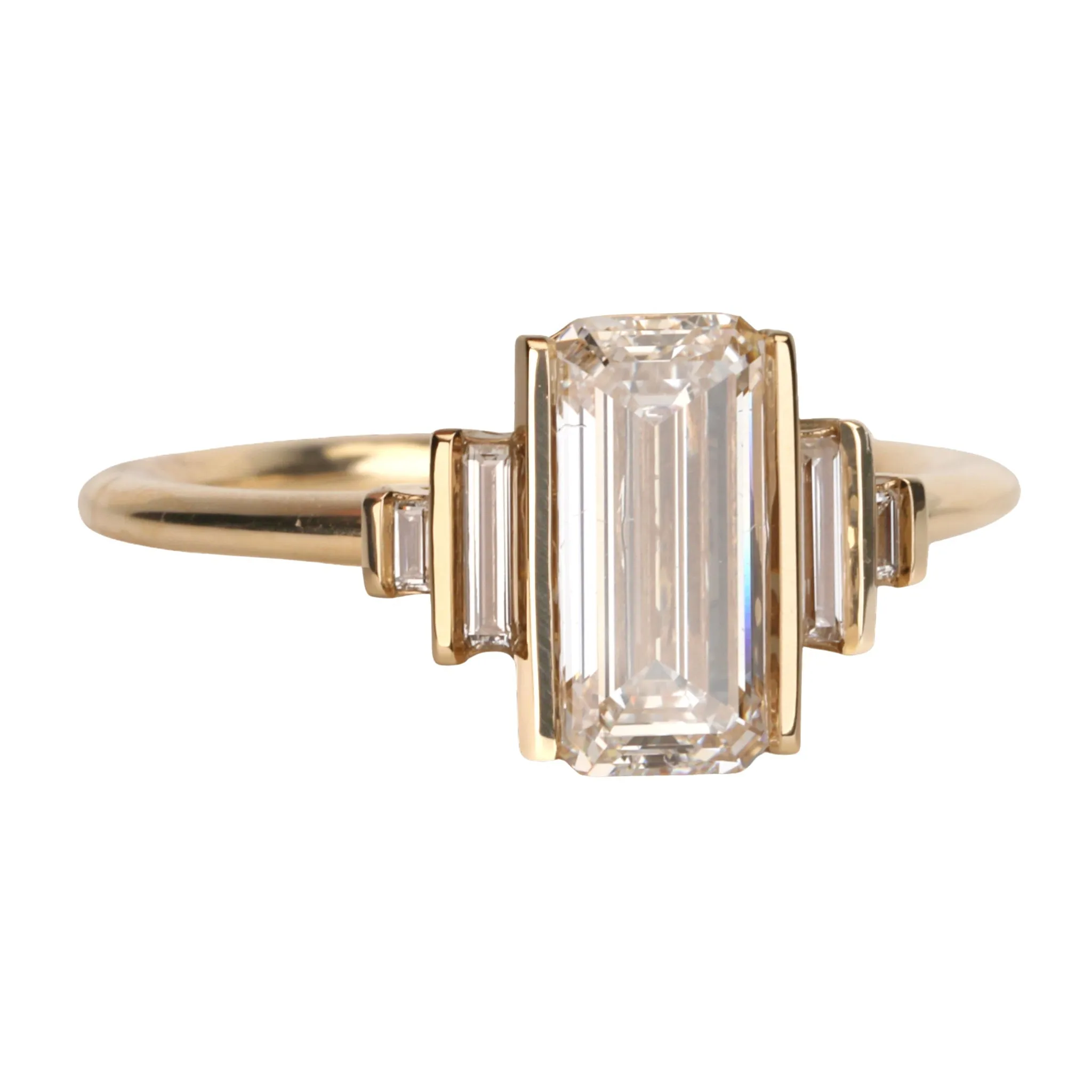 18K Gold Emerald-Cut Geometric Ring Mount