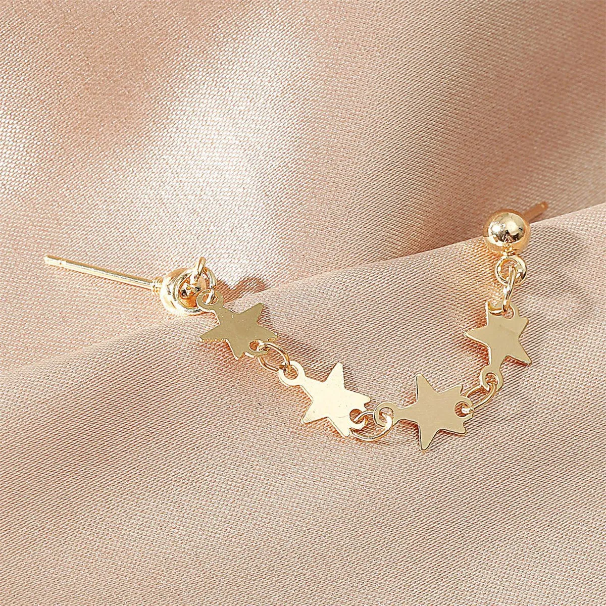 18K Gold-Plated Star Chain Ear Cuffs
