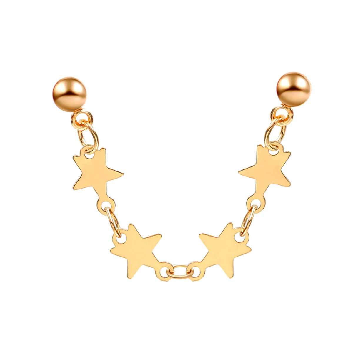 18K Gold-Plated Star Chain Ear Cuffs