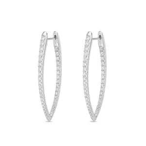 18K White Gold 1 2/3Ct Diamond Hoop Earrings