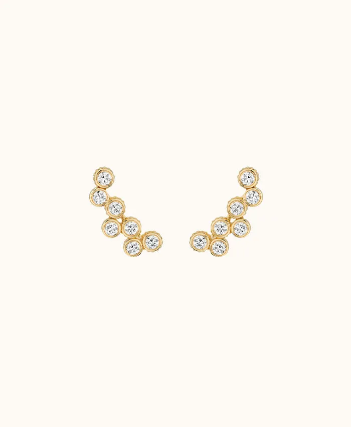 18K Yellow Gold Diamond Clique Earrings