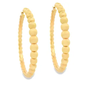 18k Yellow Gold Large Beaded Hoop Earring