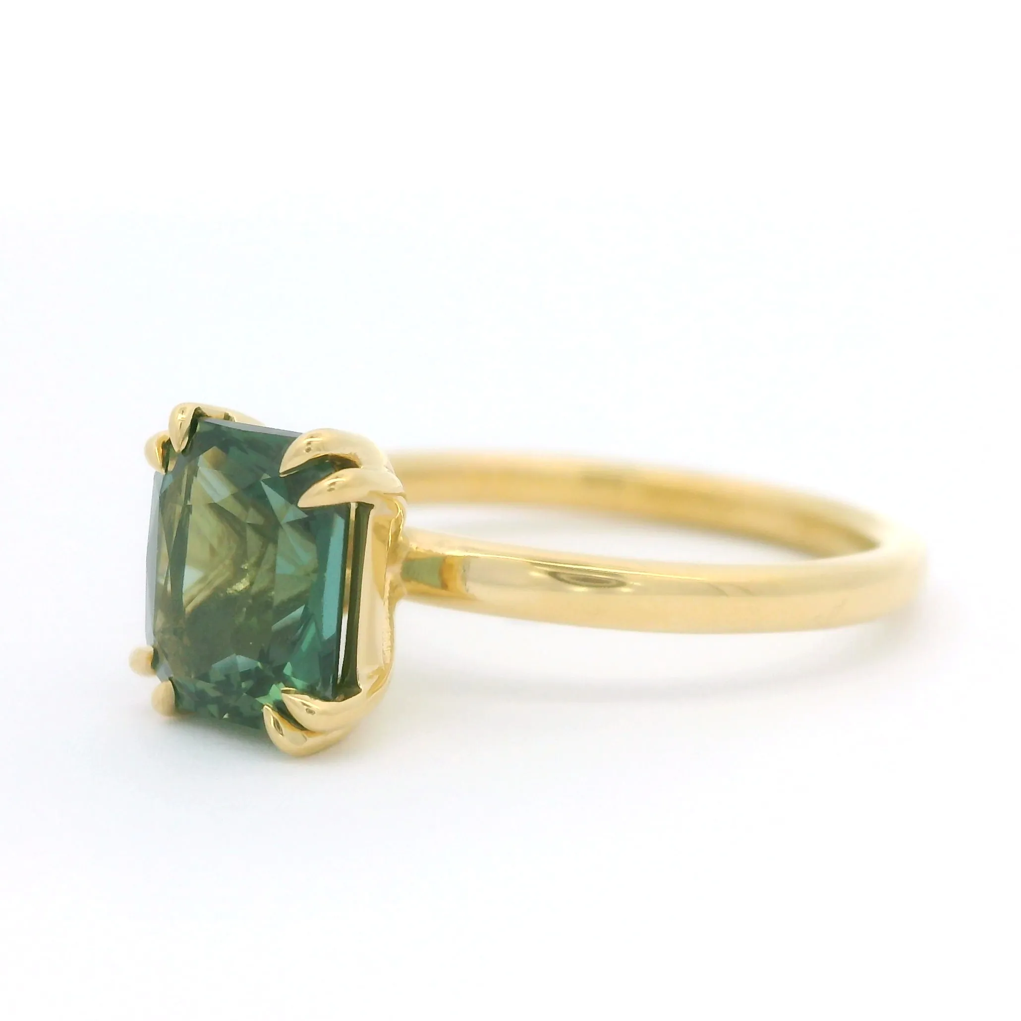 18k Yellow Solitaire with 2.10ct Teal Sapphire