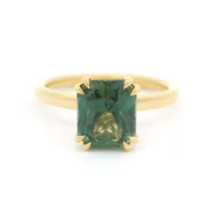 18k Yellow Solitaire with 2.10ct Teal Sapphire