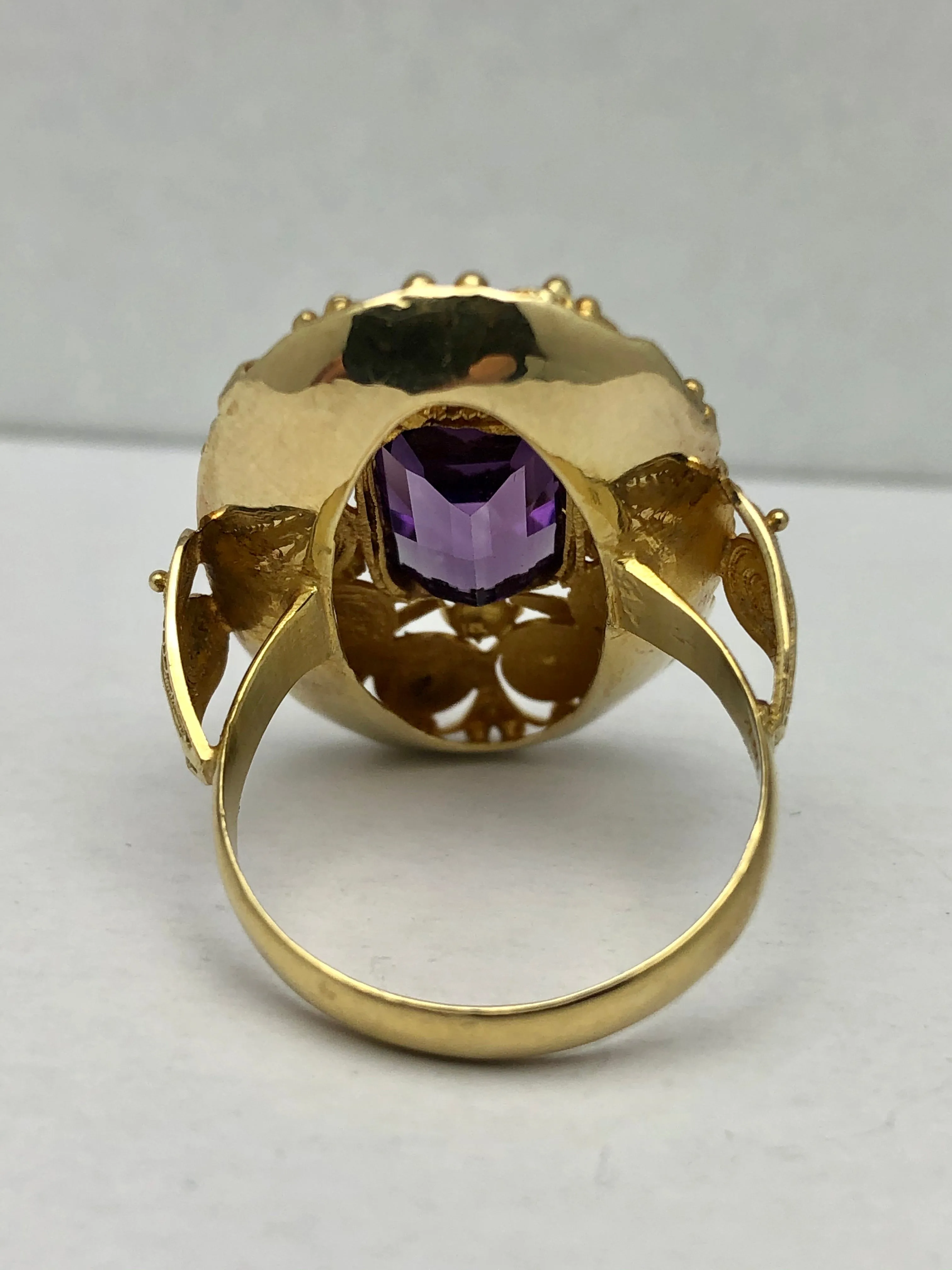 18K YG Antique Byzantine Amethyst Ring